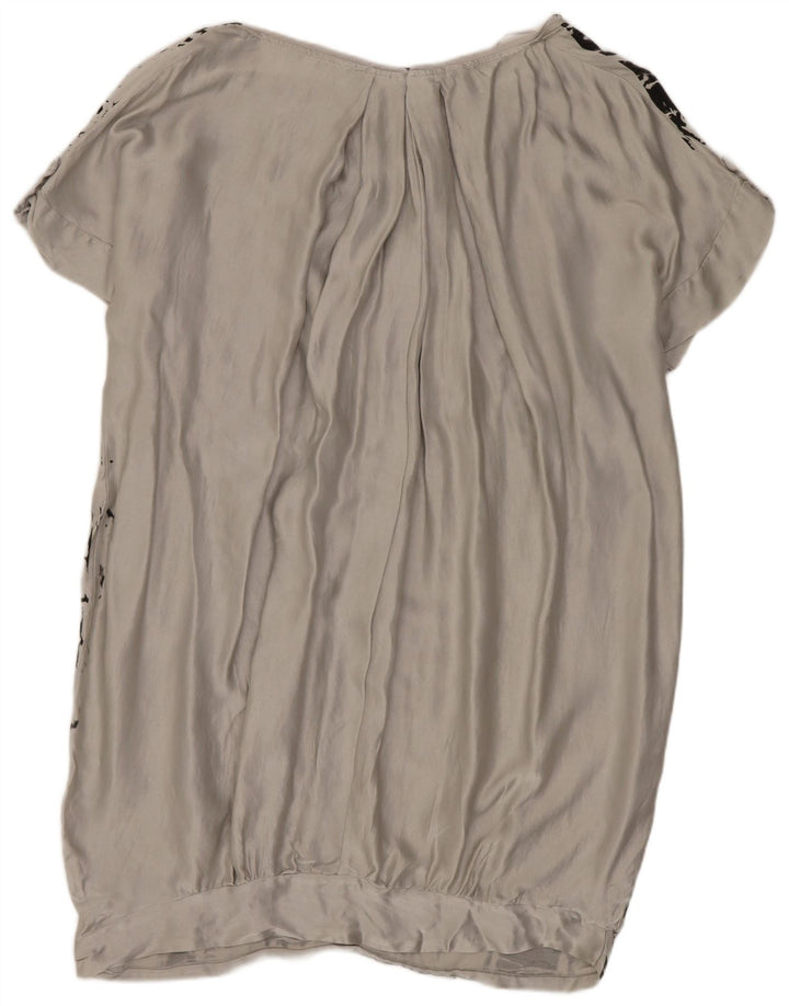 Zara Womens Abstract Pattern Oversized Bubble Dress UK 14 Medium Grey Silk