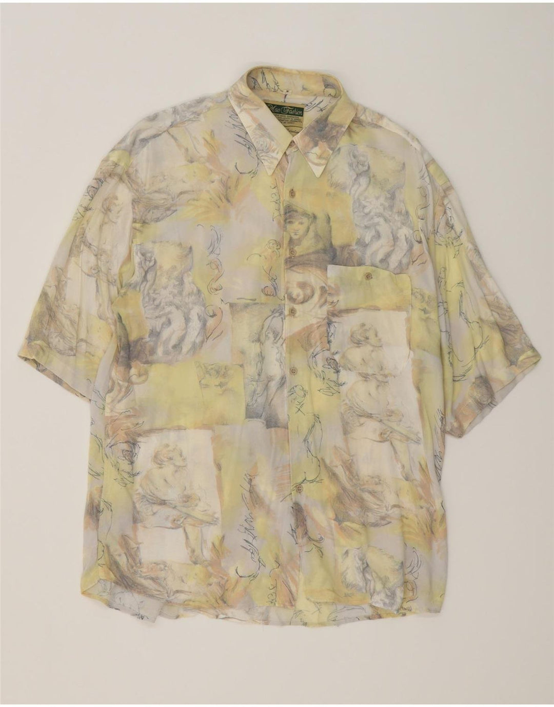 MAC FASHION Mens Short Sleeve Shirt Medium Multicoloured Patchwork Viscose