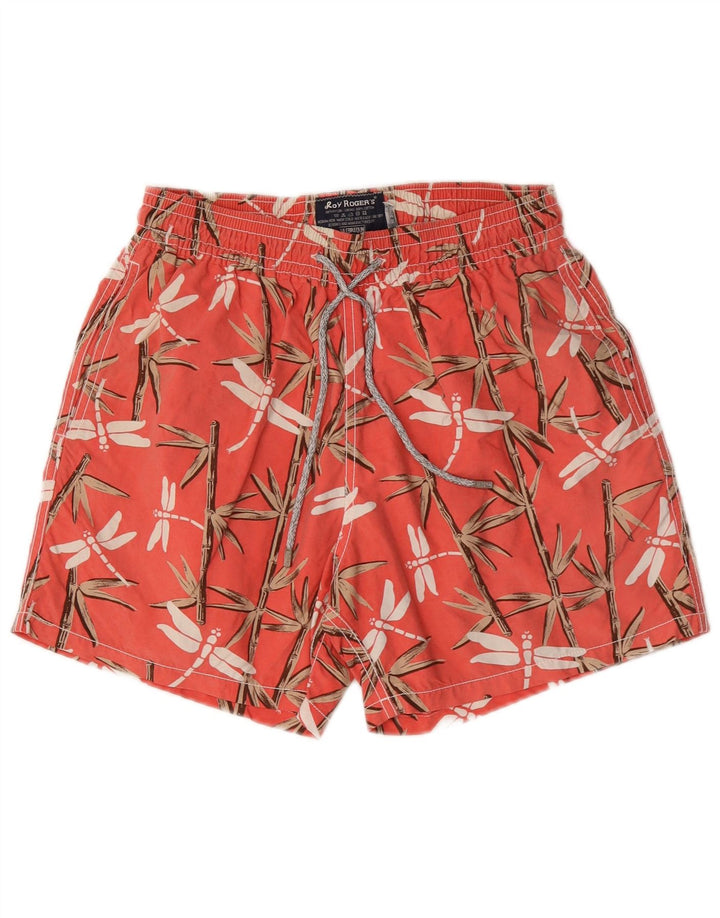 Roy Rogers Badeshorts til mænd Medium rød blomstret nylon