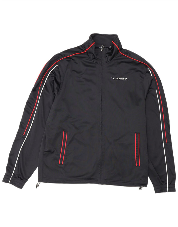 Diadora Herren-Trainingsanzug-Top-Jacke, UK 40, mittelschwarzes Polyester