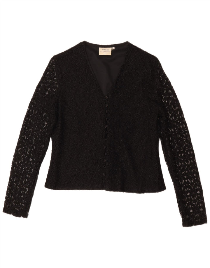 H&M Womens Shirt Blouse IT 42 Medium Black Floral Nylon