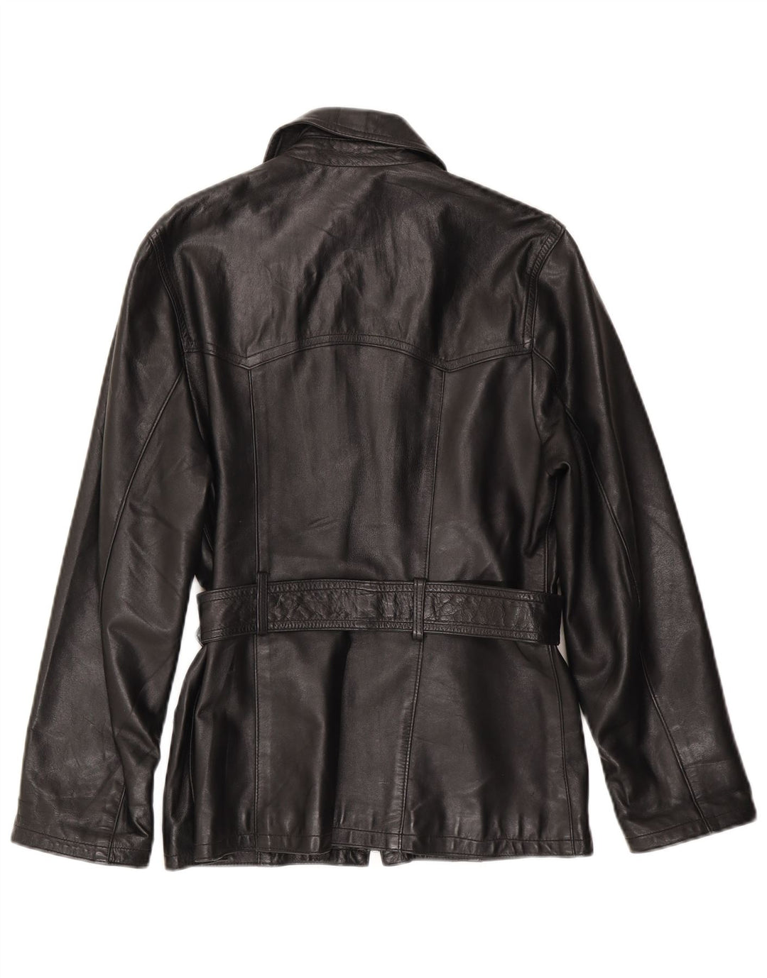 Vintage Womens Leather Jacket IT 44 Medium Black Leather