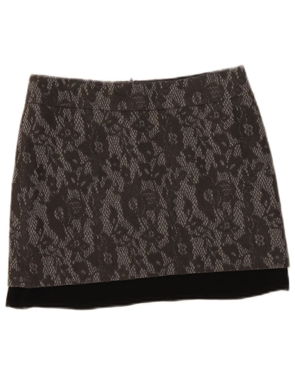 MOTIVI Womens Mini Skirt UK 6 XS W28 Grey Floral Polyester