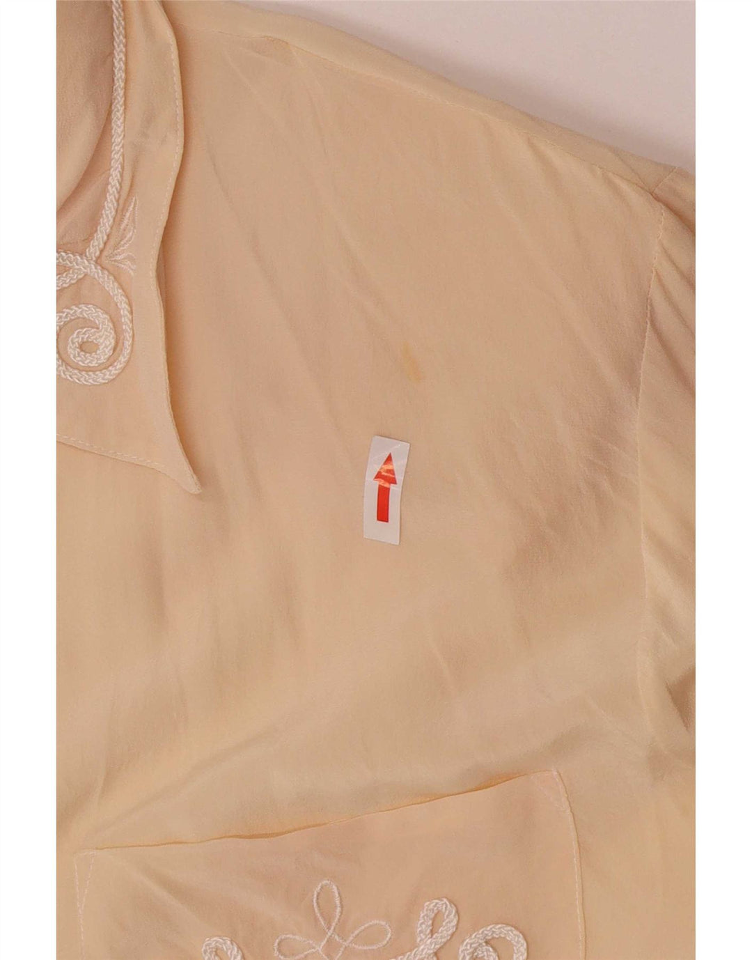 Vintage Womens Regular Shirt Blouse UK 14 Large Beige Silk