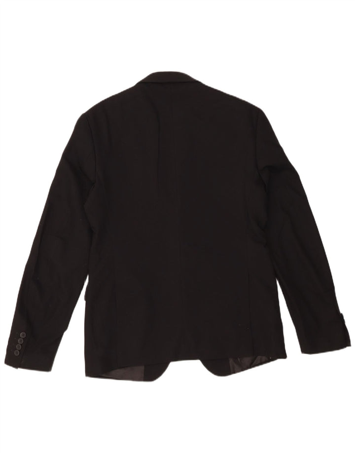 Zara Mens 2 Button Blazer Jacket EU 48 Medium Black Viscose