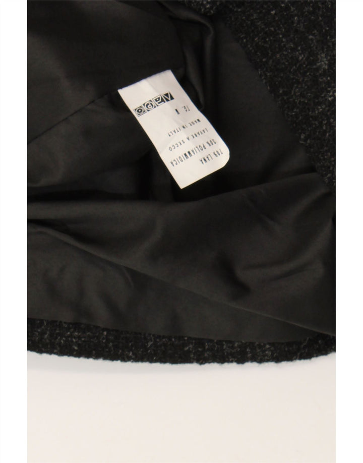 ALEXANDRA Womens 4 Button Blazer Jacket UK 14 Medium Black Flecked Wool Vintage Alexandra and Second-Hand Alexandra from Messina Hembry 