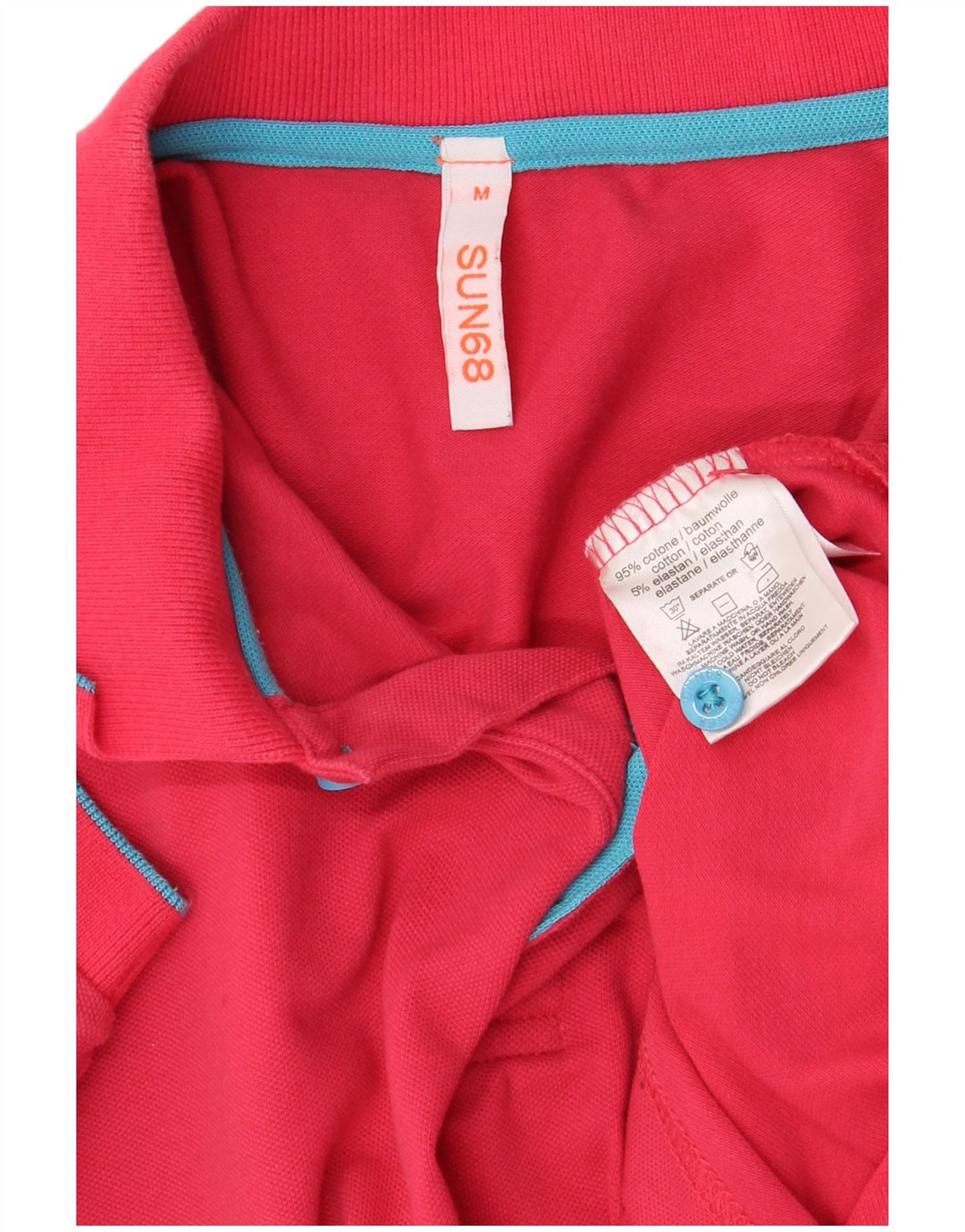 Sun68 Mens Polo Shirt Medium Pink Cotton