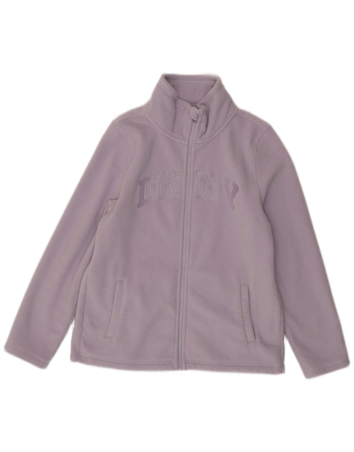 Dkny Womens Graphic Fleece Jacket UK 16 Large Purple Polyester