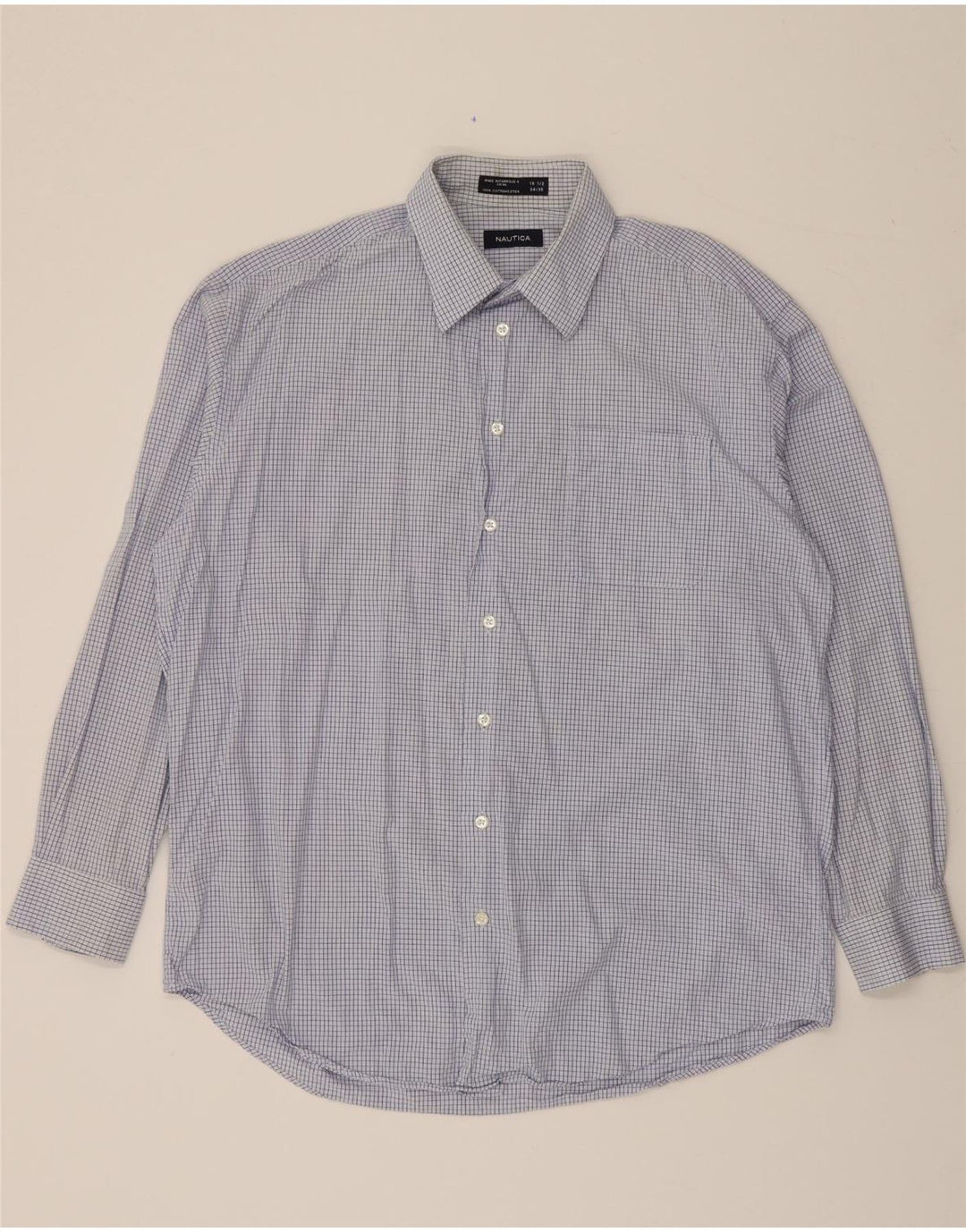 NAUTICA Mens Shirt Size 16 1/2 Large Blue Gingham Cotton Vintage Nautica and Second-Hand Nautica from Messina Hembry 