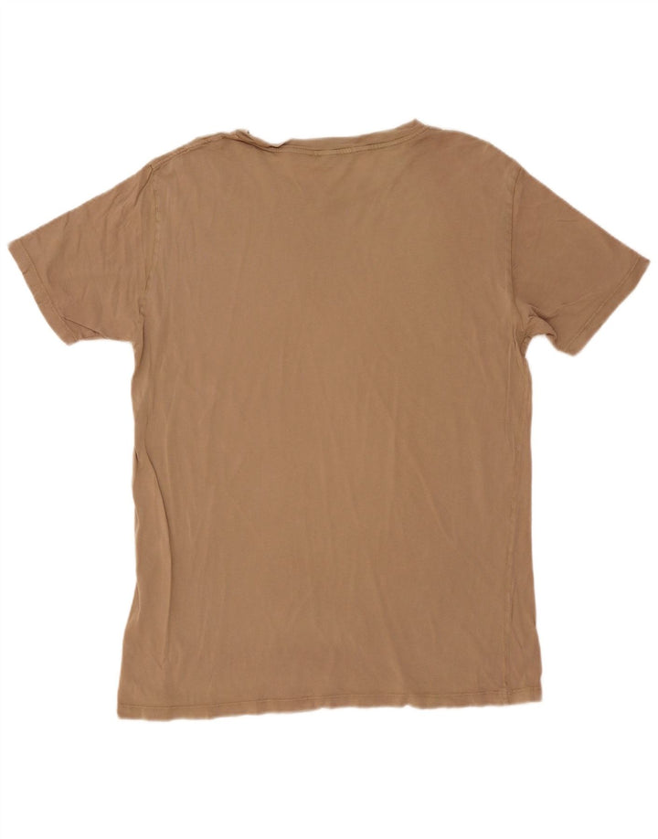 Replay Mens T-Shirt Top Large Beige Cotton