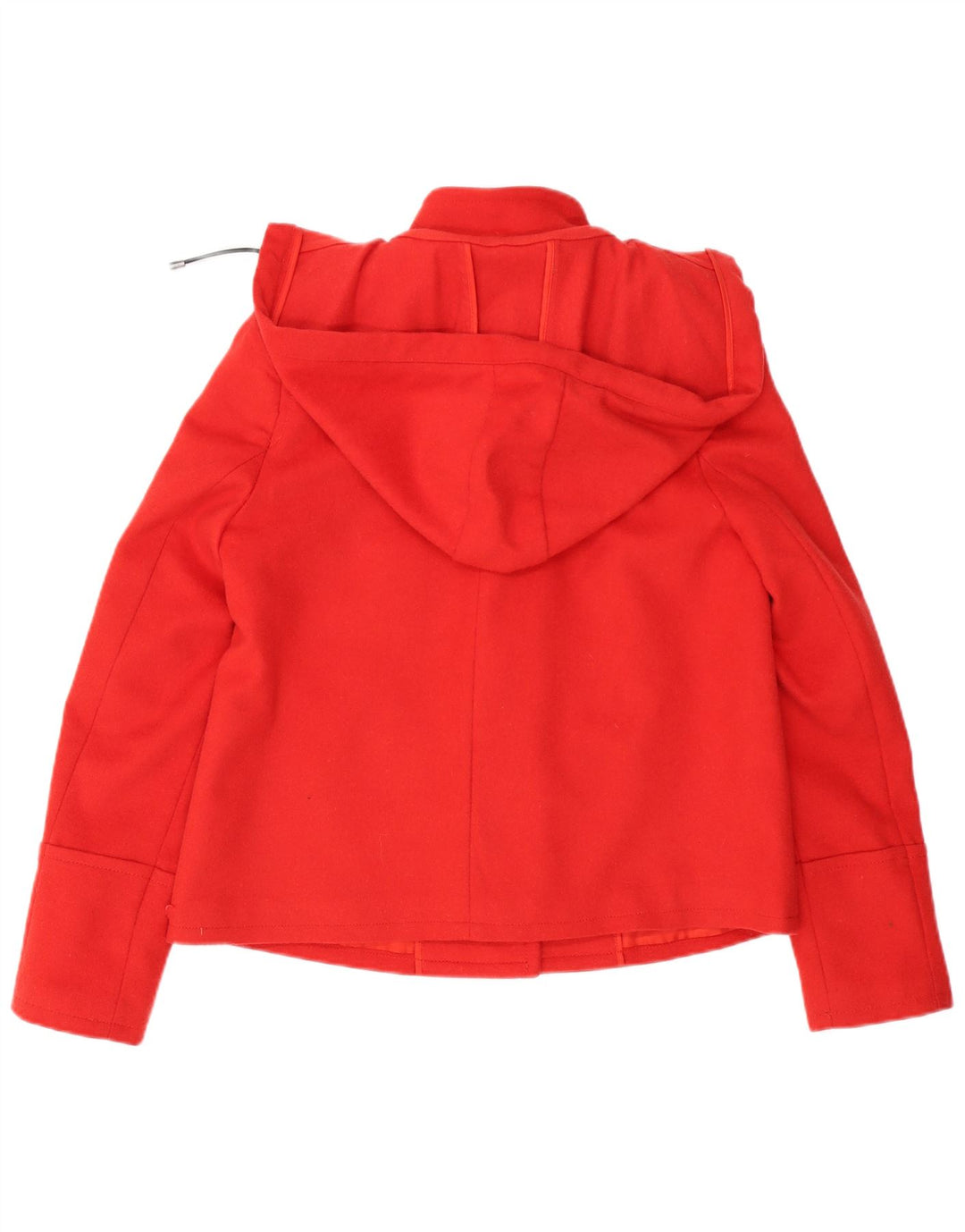 Stefanel Womens Hooded Duffle Jacket IT 48 XL Red Virgin Wool