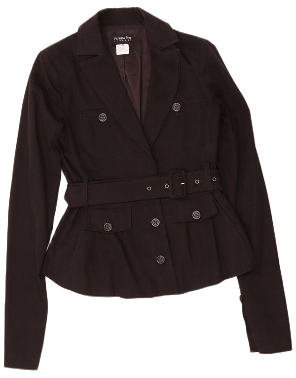 Patrizia Pepe Damen 2-Knopf-Blazerjacke IT 44 Mittelschwarze Baumwolle