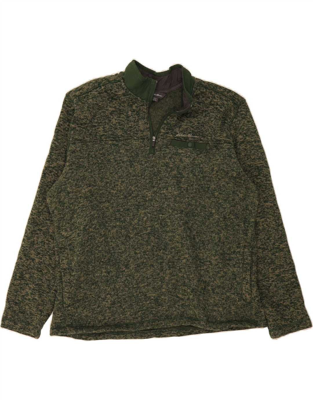 EDDIE BAUER Mens Zip Neck Sweatshirt Jumper 2XL Green Polyester Vintage Eddie Bauer and Second-Hand Eddie Bauer from Messina Hembry 