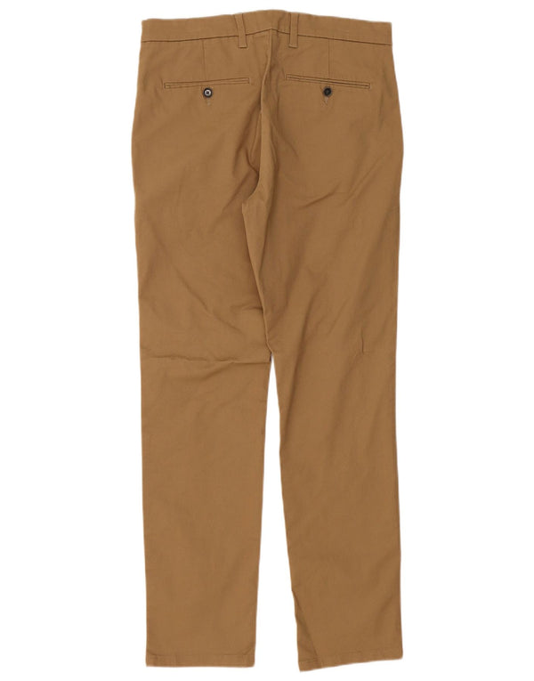 Marks & Spencer Mens Straight Chino Trousers W32 L31 Beige Cotton