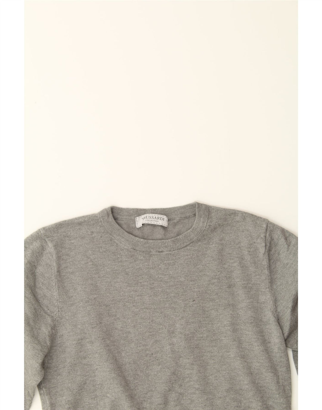 TRUSSARDI Womens Crew Neck Jumper Sweater UK 14 Medium Grey Vintage Trussardi and Second-Hand Trussardi from Messina Hembry 