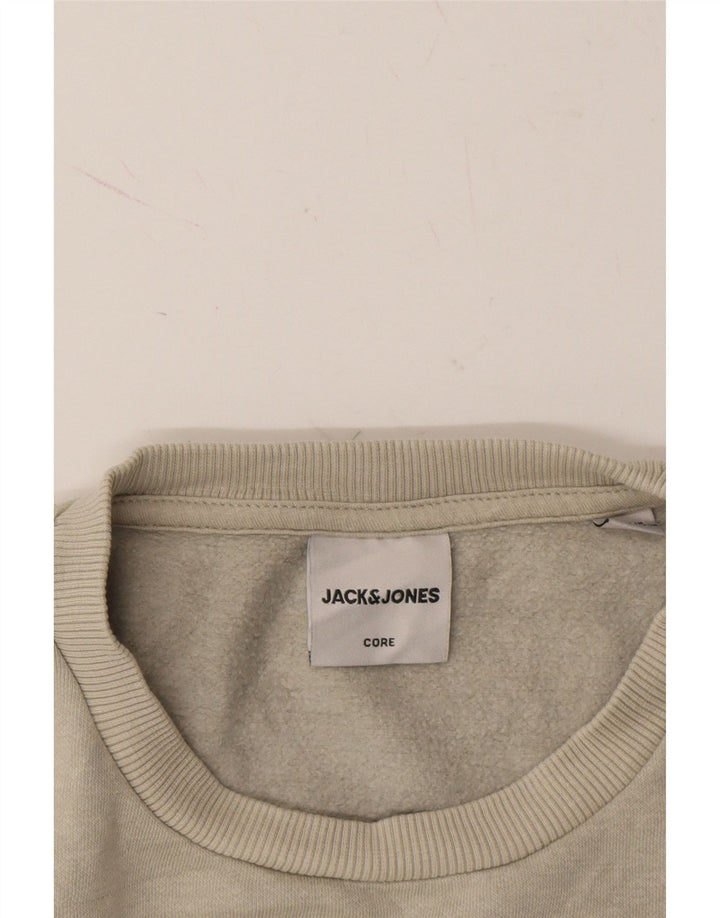 JACK & JONES Mens Graphic Sweatshirt Jumper Medium Grey Colourblock Cotton Vintage Jack & Jones and Second-Hand Jack & Jones from Messina Hembry 
