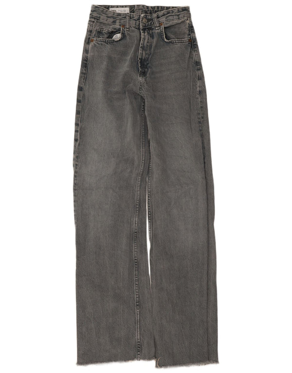 Zara Damen-Jeans mit hoher Taille und weitem Bein, EU 34, 2XS, W24, L32, Grau
