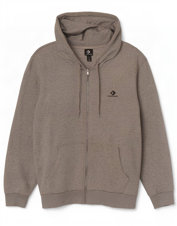 Converse Mens Zip Hoodie Sweater Large Grey Cotton