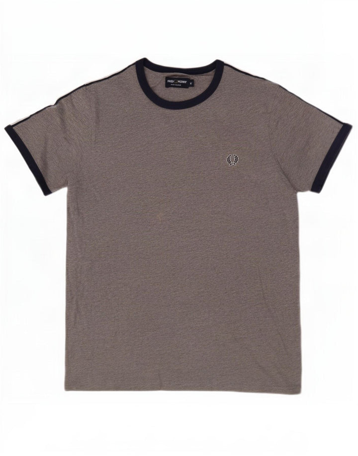 T-shirt grafica da uomo Fred Perry Top in cotone mélange grigio medio