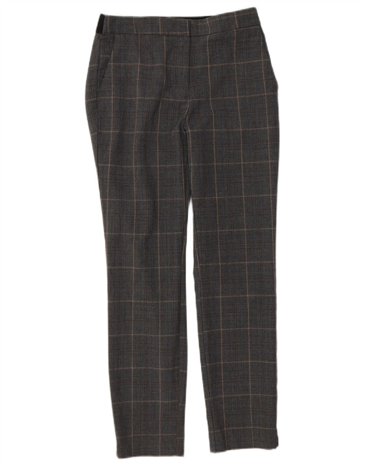 Zara Womens Slim Chino Trousers Medium W28 L26 Grey Check Polyester