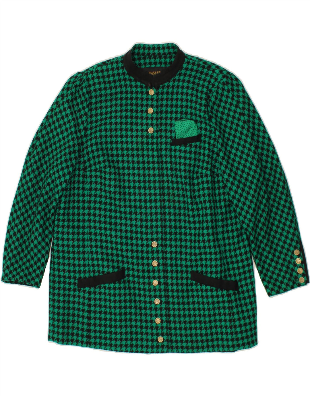 BASLER Womens Overcoat UK 18 XL Green Houndstooth Vintage Basler and Second-Hand Basler from Messina Hembry 