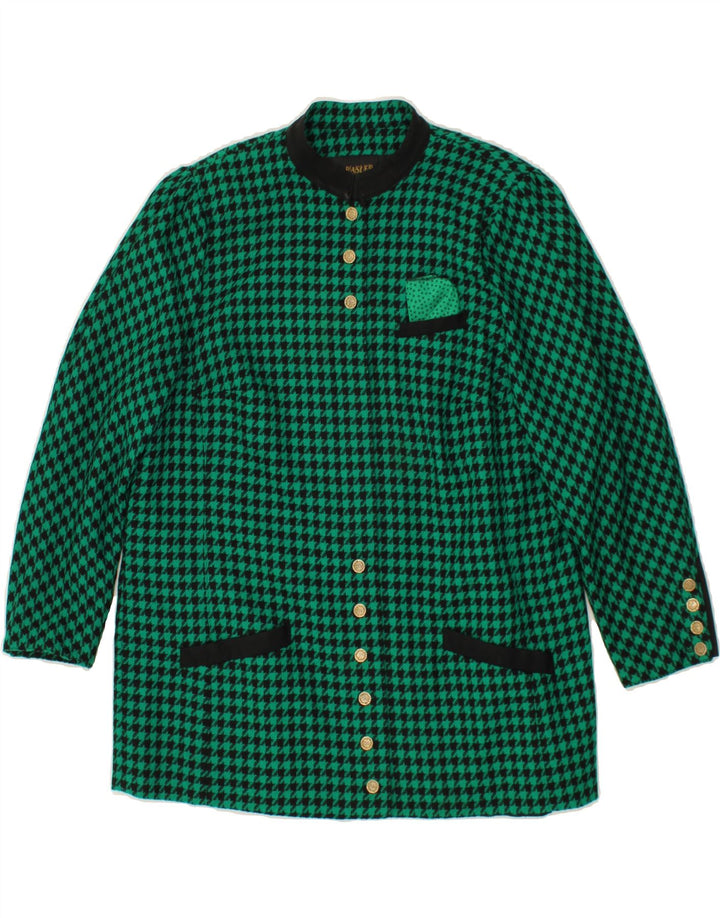 BASLER Womens Overcoat UK 18 XL Green Houndstooth Vintage Basler and Second-Hand Basler from Messina Hembry 