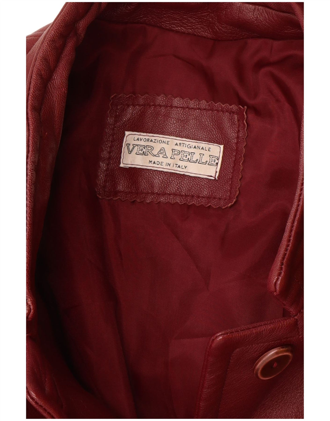 Vintage Womens Leather Coat IT 46 Large Burgundy Leather