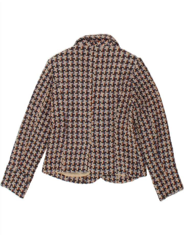 SASHA Womens Crop 2 Button Blazer Jacket UK 12 Medium Grey Houndstooth Vintage Sasha and Second-Hand Sasha from Messina Hembry 