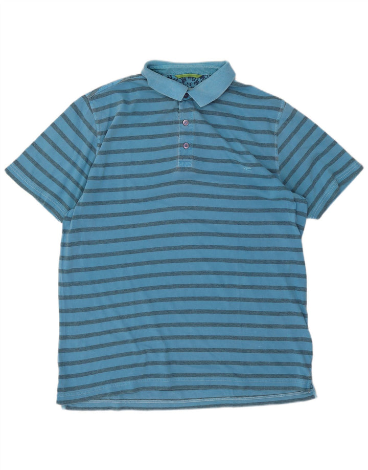 Camel Active Polo Shirt til mænd Stor blå stribet bomuld