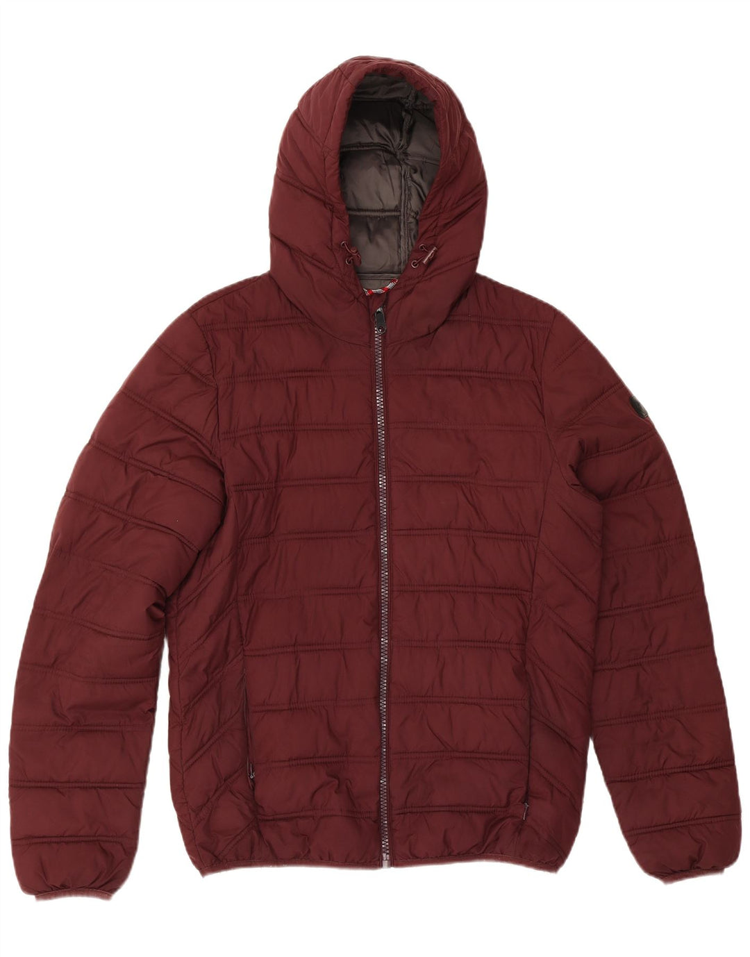 Liu Jo Herre hættepolstret jakke UK 38 Medium Burgundy Polyester