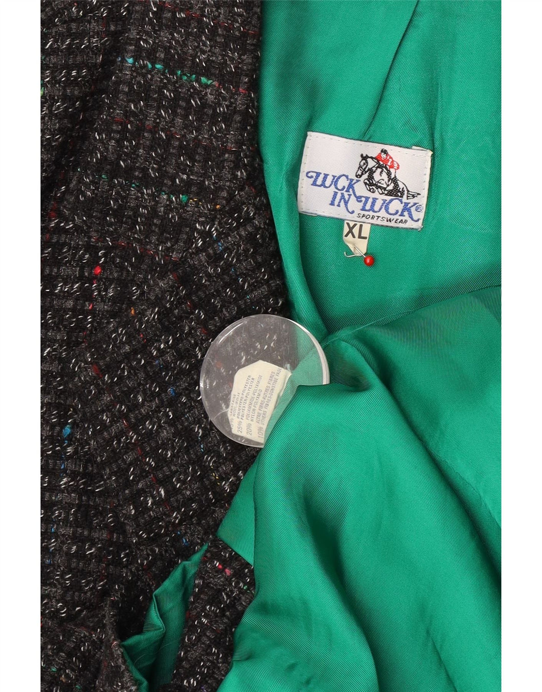 Luck in Luck Herre 3-knaps blazerjakke UK 42 XL Grå Flecked Wool
