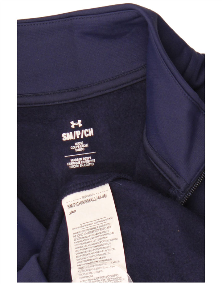 Under Armour Mens Zip Neck Sweatshirt Jumper Small Navy Blue Polyester