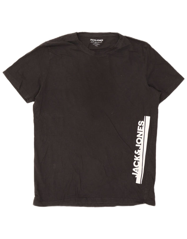 Jack & Jones Herre grafisk T-shirt Top Stor sort bomuld