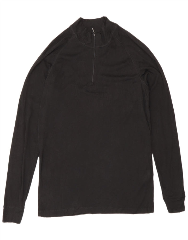 Mountain Warehouse Herre Zip Neck Pullover Træningsdragt Top Lille Sort