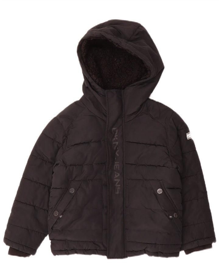Dkny Boys Grafisk hættepolstret jakke 5-6 år sort polyester