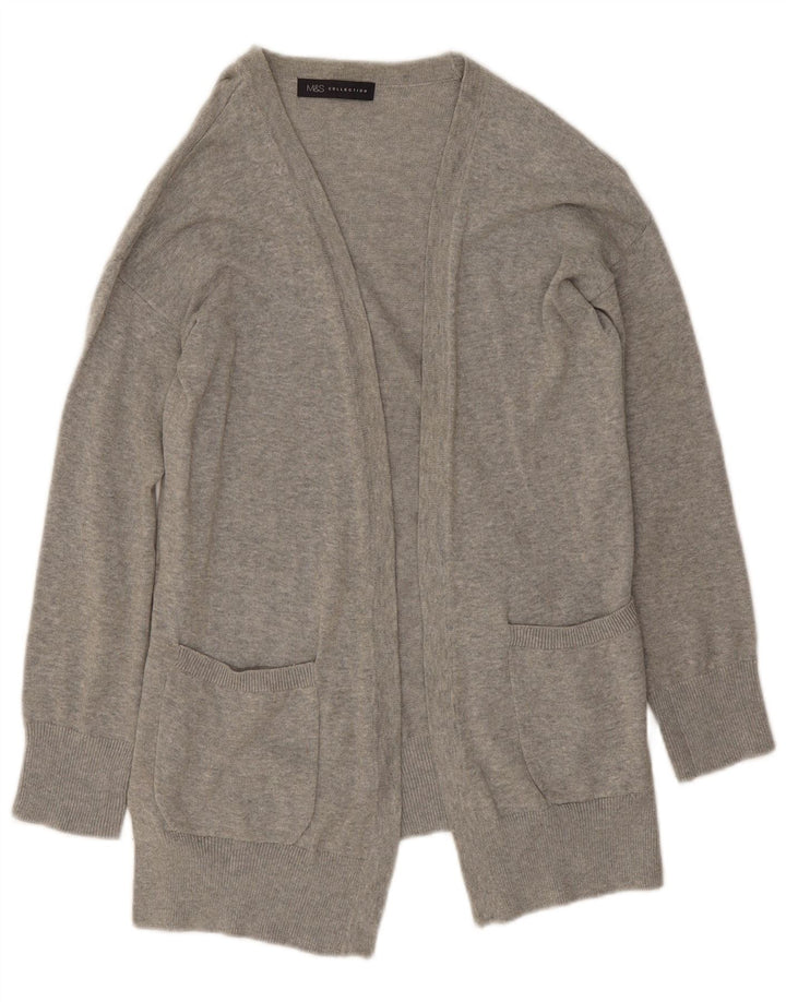 Marks & Spencer Womens Open Cardigan Sweater UK 10 Small Grey