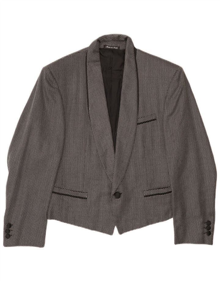 Pal Zileri Mens 1 Button Blazer Jacket IT 44 XS Black Spotted Wool