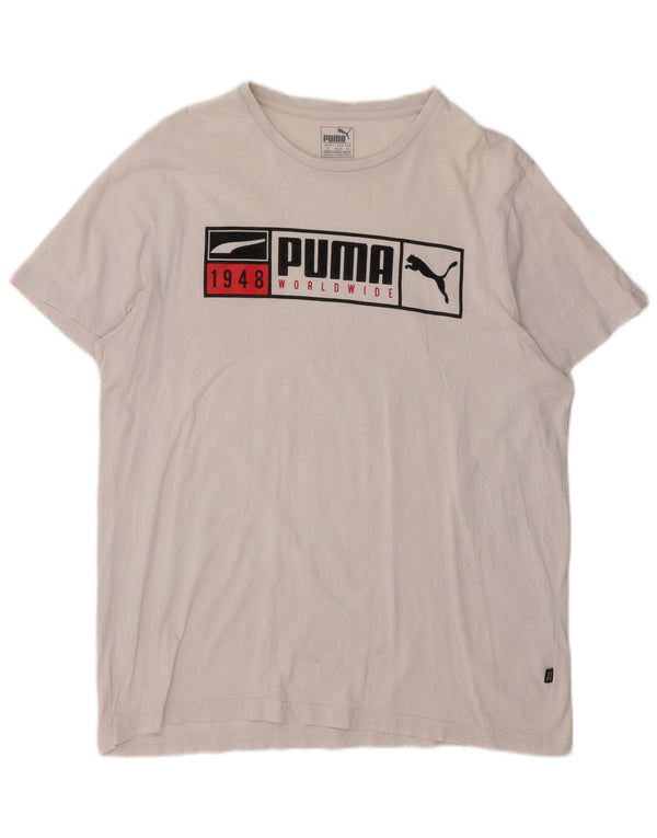 Puma Camiseta gráfica para hombre Top XL Algodón blanco