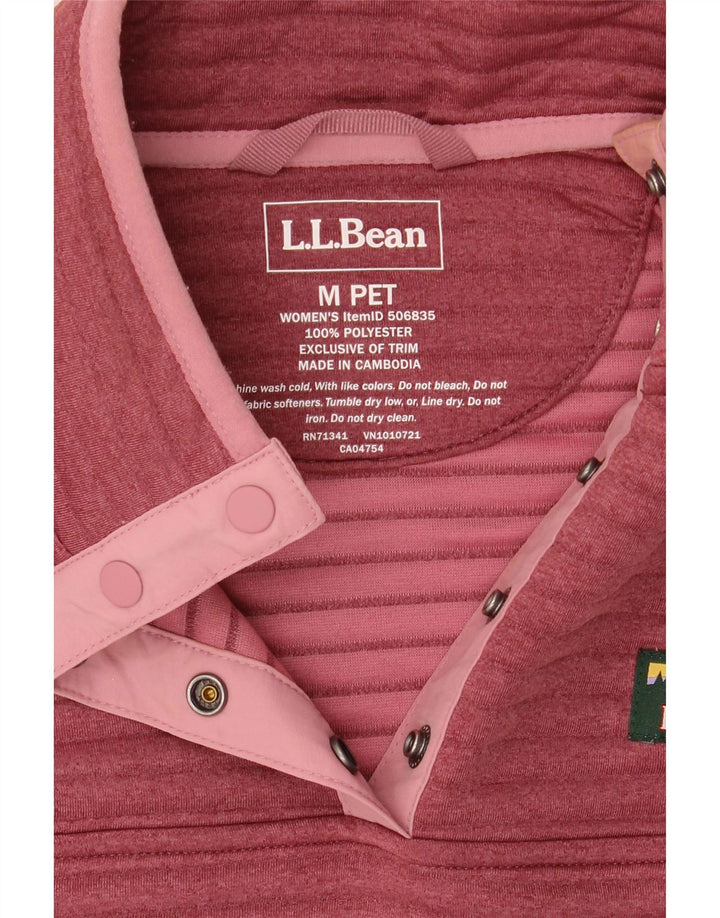 L.L.BEAN Womens Button Neck Sweatshirt Jumper UK 14 Medium Burgundy