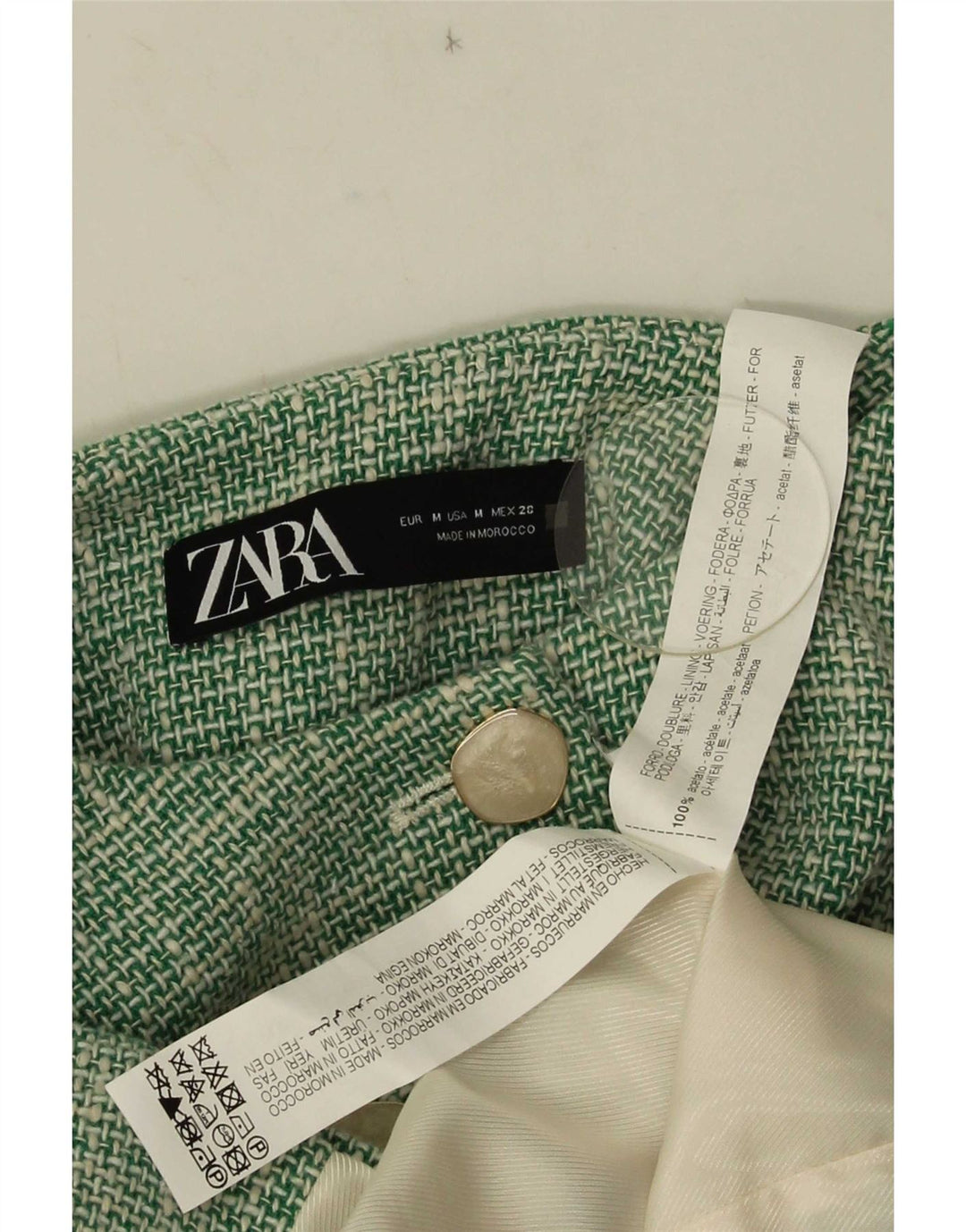 Zara Womens 3 Button Crop Blazer Jacket UK 14 Medium Green Acetate