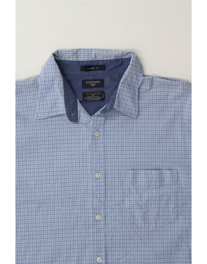 DOCKERS Mens Classic Fit Shirt XL Blue Check Cotton Vintage Dockers and Second-Hand Dockers from Messina Hembry 