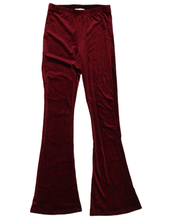 Topshop Dame Velvet Flare Casual Bukser UK 8 Small W27 L33 Burgundy