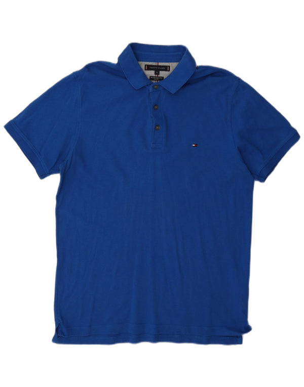 Camisa polo masculina Tommy Hilfiger Slim Fit XL azul algodão