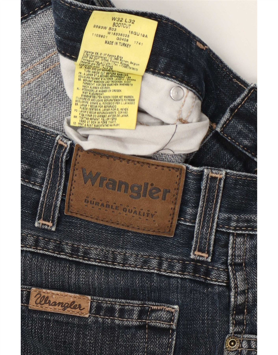 Wrangler Mens Bootcut Jeans W32 L32 Navy Blue Cotton