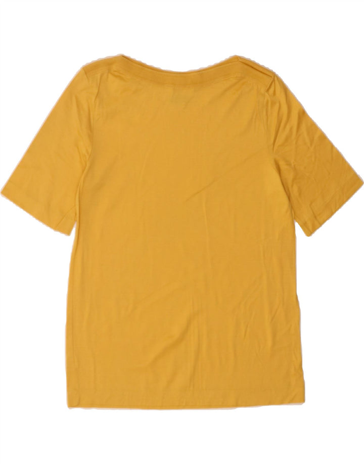 VINTAGE Womens T-Shirt Top UK 12 Medium Yellow Vintage Vintage and Second-Hand Vintage from Messina Hembry 