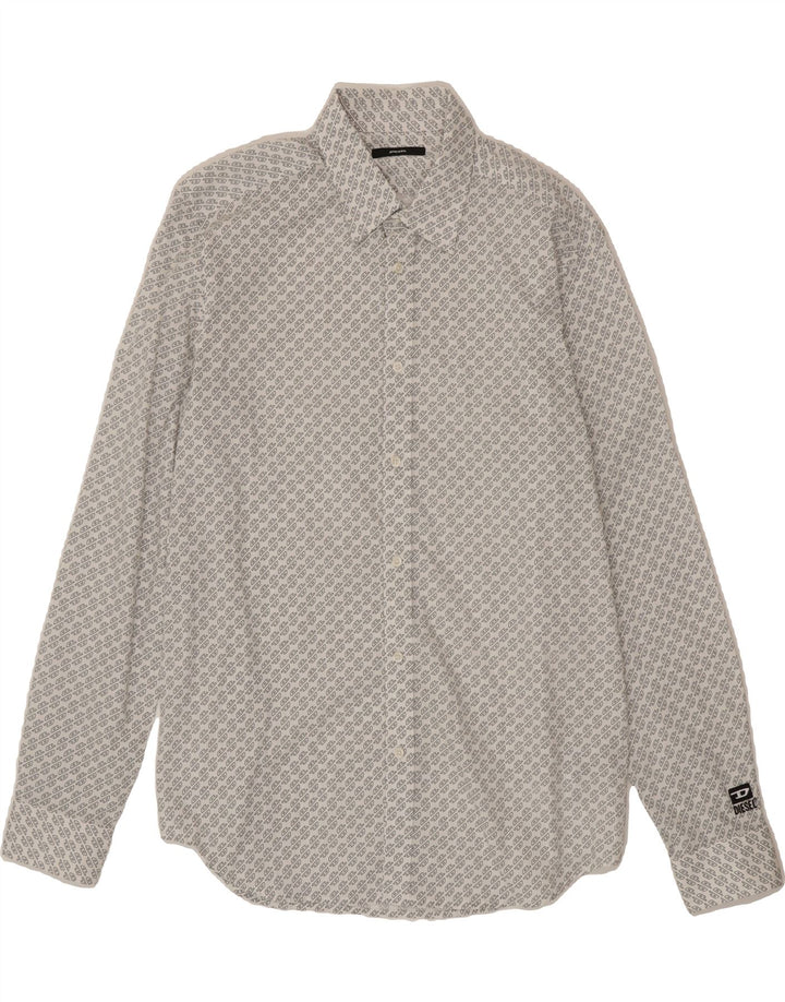 DIESEL Mens Abstract Pattern Shirt XL White Cotton Vintage Diesel and Second-Hand Diesel from Messina Hembry 