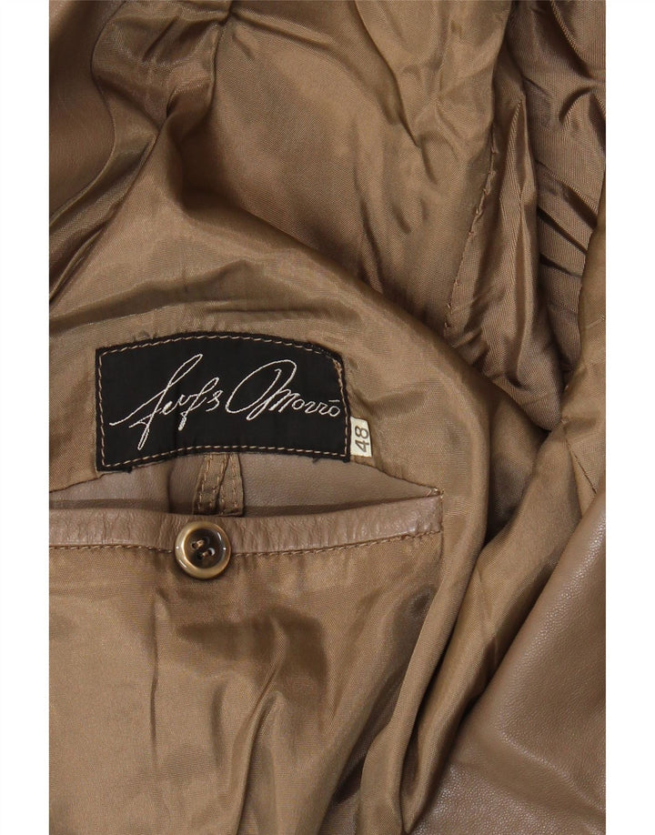 Vintage Mens Double Breasted Leather Blazer Jacket IT 48 Medium Brown