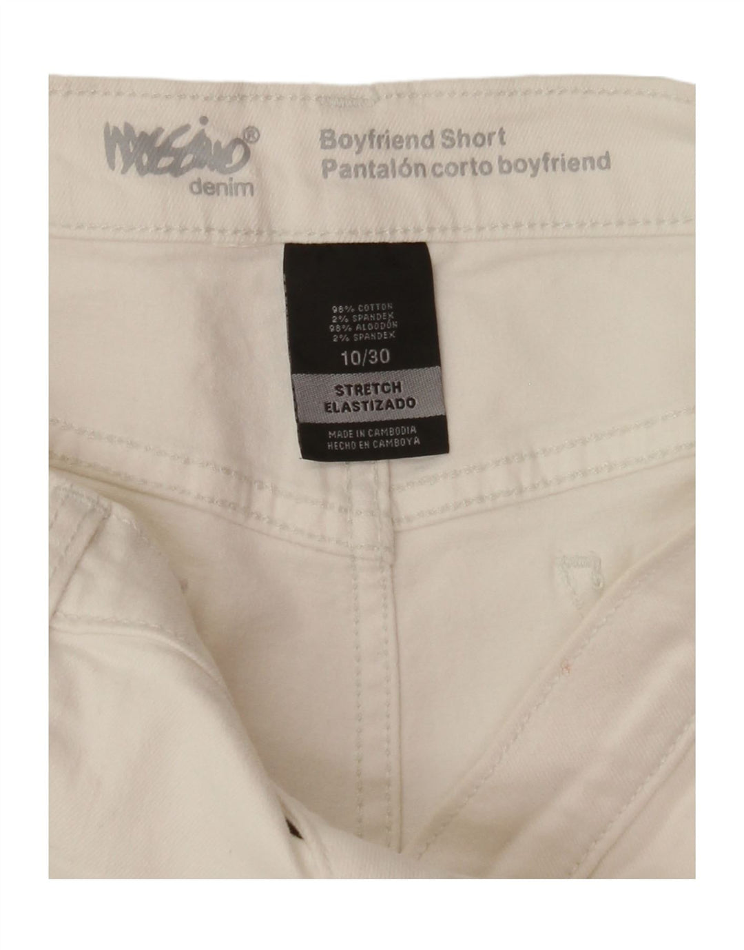 MOSSIMO Womens Boyfriend Denim Shorts US 10 Medium W30 White Cotton Vintage Mossimo and Second-Hand Mossimo from Messina Hembry 