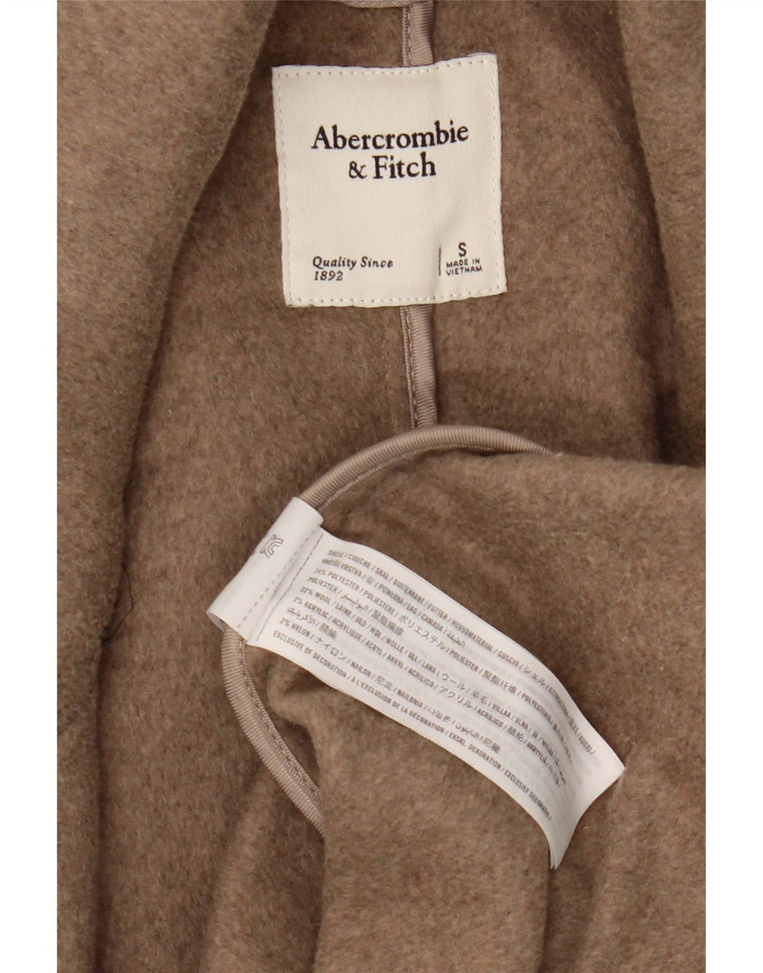 Abercrombie & Fitch Womens Oversized Overcoat UK 10 Small Beige Polyester