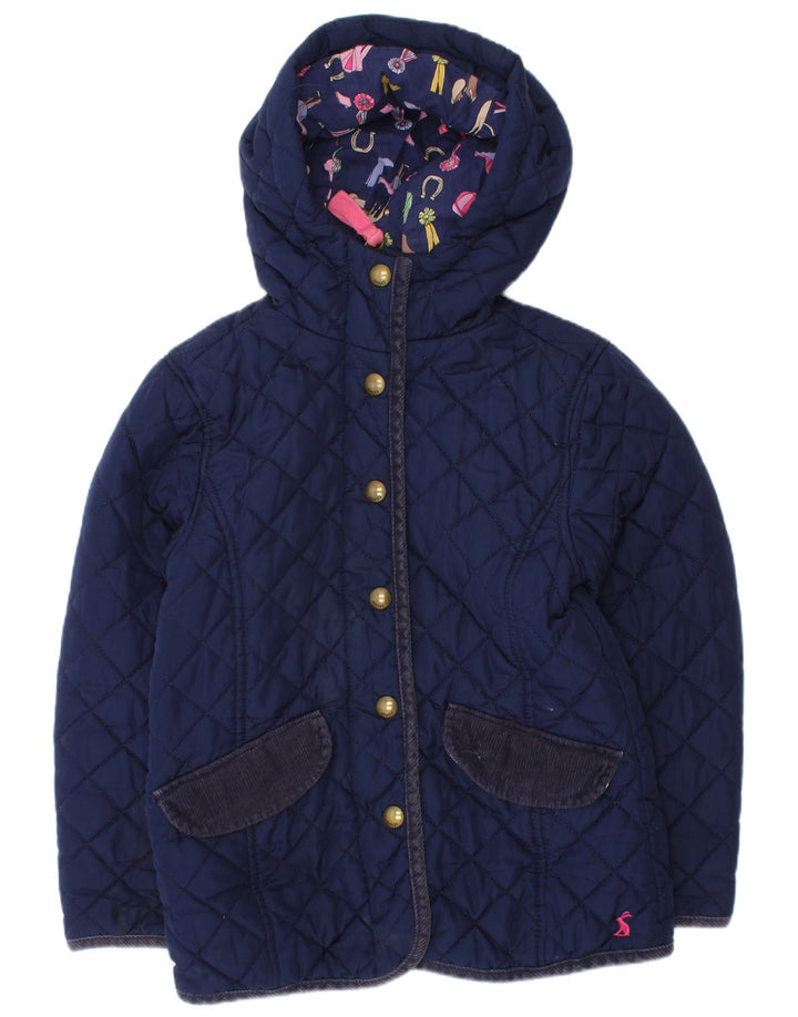 Joules Girls Hooded Quilted Jacket 5-6 Years Navy Blue Polyester